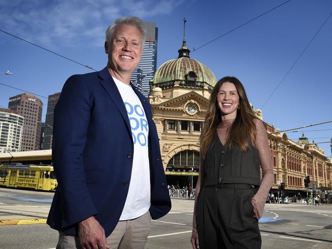 Arron Wood and his running mate Erin Deering say dozens of legends would be immortalised along the walk of fame. Picture: Andrew Henshaw