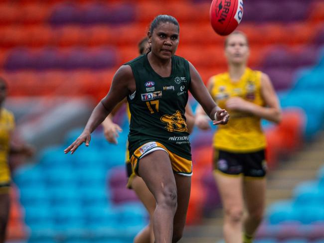 Janet Baird in the St Mary's vs Nightcliff Tigers 2023-24 NTFL women's qualifying final. Picture: Pema Tamang Pakhrin