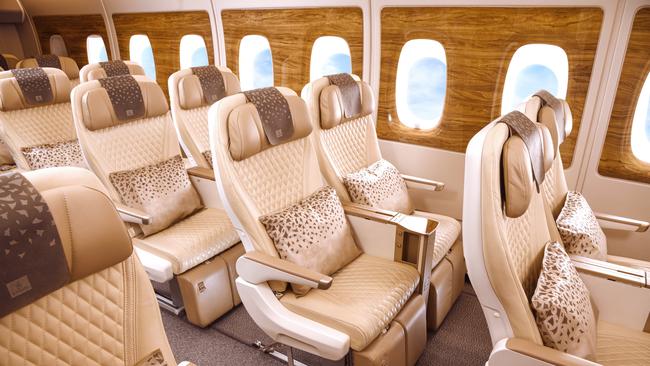 The premium economy cabin on Emirates’ A380.