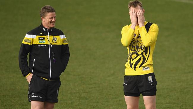 Jack Riewoldt with Richmond coach Damien Hardwick.