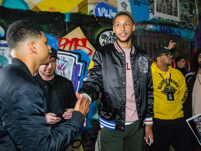 Ben Simmons meets fans in Hosier Lane. Picture: Mark Stewart