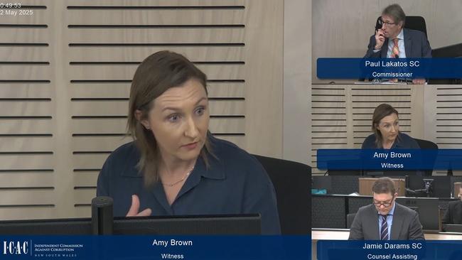 Former public servant and PwC consultant Amy Brown appearing at the ICAC inquiry into School Infrastructure NSW (Operation Landan). Picture: Supplied