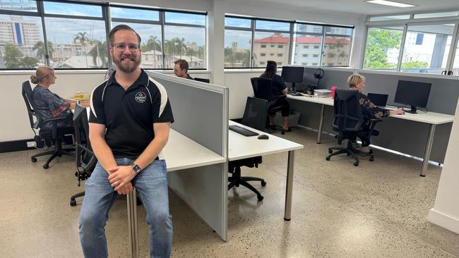 Co. Habitat Co-Working Space director Joshua Roberts urges travellers to Townsville to take advantage of the 21 hot desks they have available for $40 per day. Picture: Supplied.