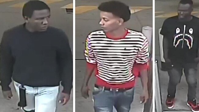 Police have released CCTV footage of three men wanted for questioning in relation to a robbery at South Brisbane and fraud at East Brisbane, after the suspects allegedly used to a stolen credit card to purchase food and cigarettes. Picture: Supplied