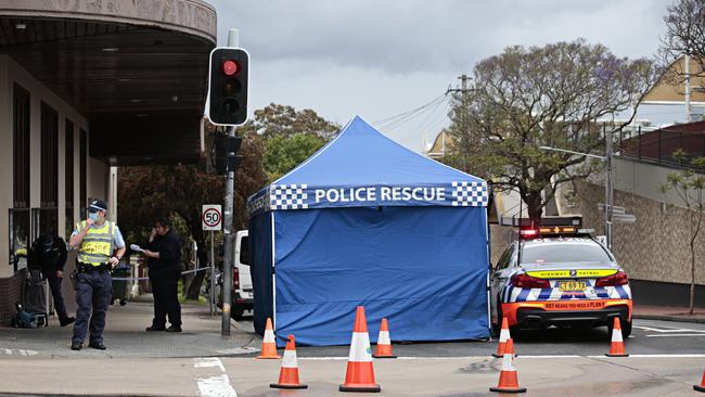 Police on the scene of a fatal pedestrian crash at the corner of Marion St and Flood St in Leichhardt. Picture: NCA NewsWire / Adam Yip