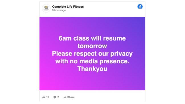 The group requested privacy as they resumed training. Photo: Facebook