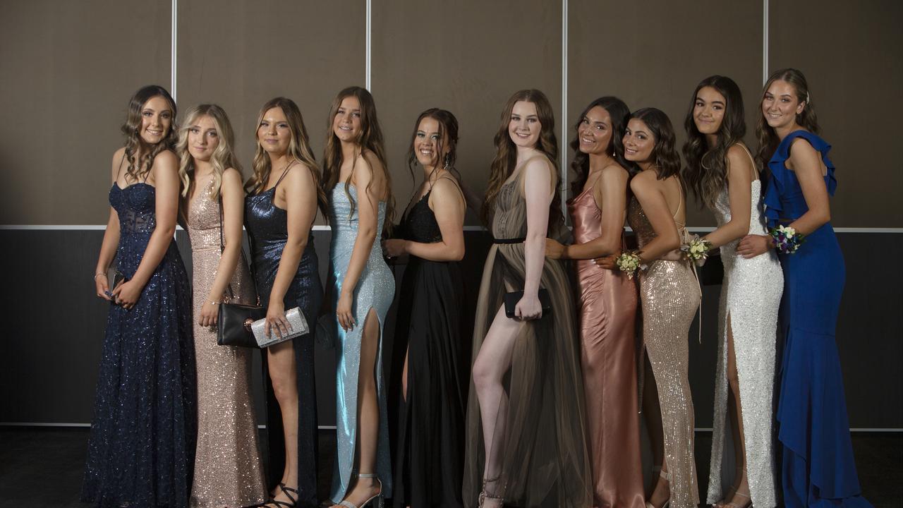 Cabra Dominican College senior students celebrate their school formal at Adelaide Oval on Friday, March 12, 2021. Picture: Emma Brasier