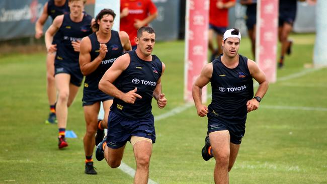 Taylor Walker at his first training session back with the Crows. Picture: Kelly Barnes