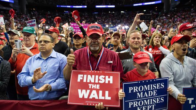 Supporters cheer Trump in Houstan. Picture: AFP