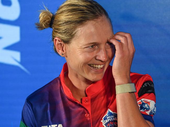 Meg Lanning, Australia women's cricket captain and new captain of the Delhi Capitals of the Women's Premier League (WPL) speaks during a press conference in Mumbai on March 2, 2023. (Photo by Indranil MUKHERJEE / AFP)