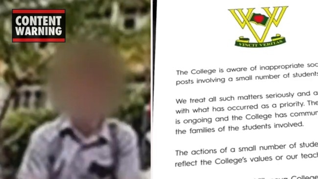 Brisbane schoolboys post 'inappropriate social media posts' (9 News)