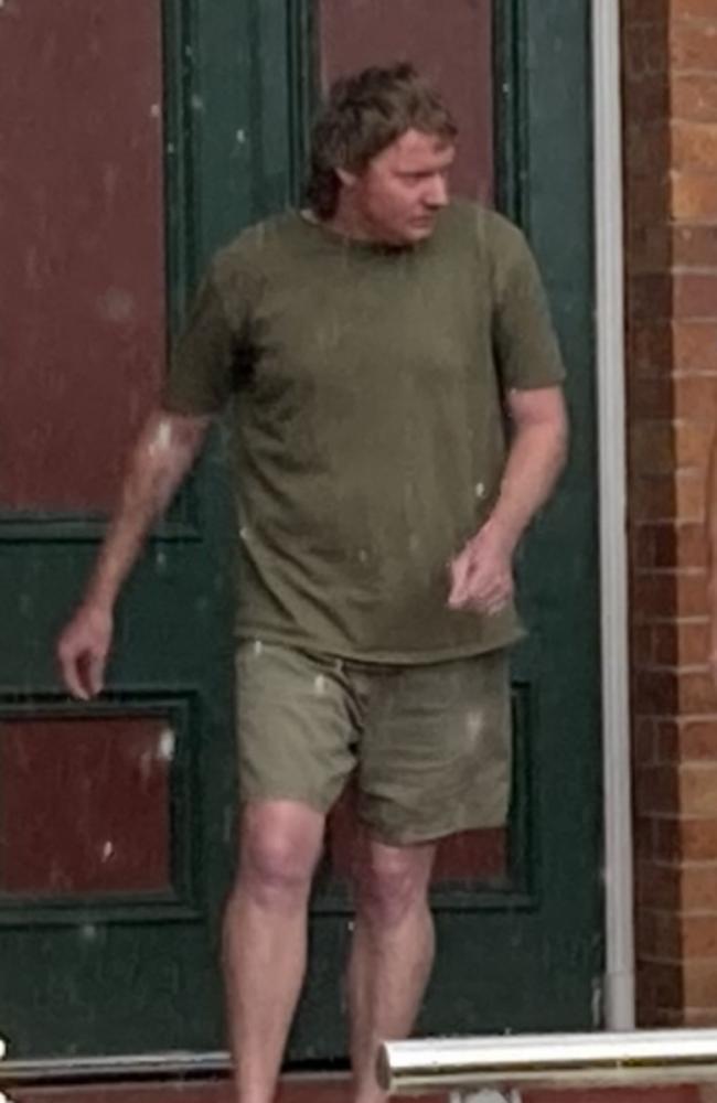 Simon Geoffrey Jeremy leaves Gympie District Court after pleading guilty to charges including burglary and attempting to pervert the course of justice.