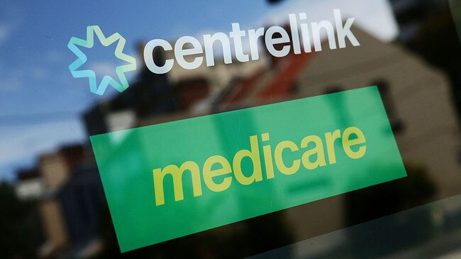 A Medicare and Centrelink office sign at Bondi Junction.