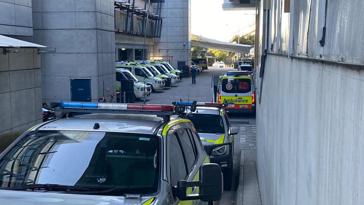 Opposition leader David Crisafulli posted this picture of ambulances waiting at the Royal Brisbane and Women's Hospital on Monday evening. Picture: Supplied.