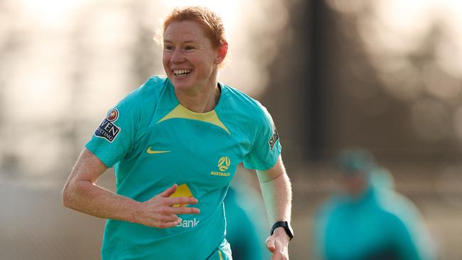 Clare Polkinghorne trains with the Matildas in British Columbia in Canada