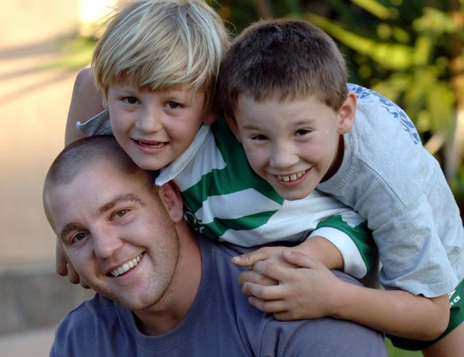 Mark O'Meley with sons Nick (9) and Jake (6).