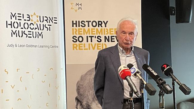 Holocaust survivor Dr Henry Ekert speaking at the opening of the Melbourne Holocaust Museum. Picture: Athos Sirianos