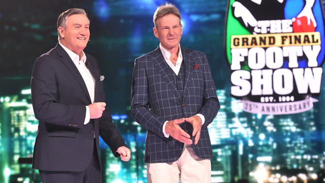 Eddie McGuire and Sam Newman at the Grand Final Footy Show 2018. Picture: Channel 9