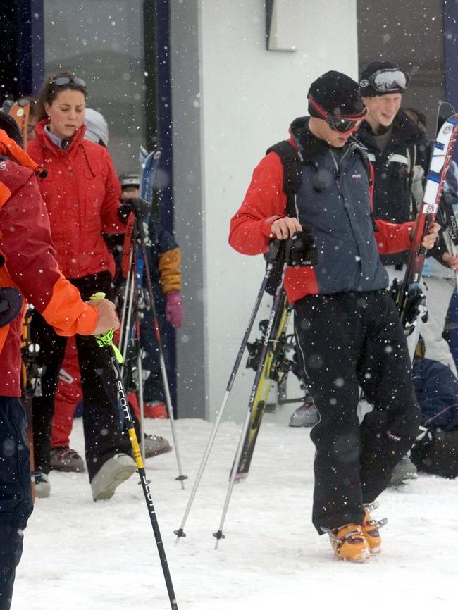 Kate Middleton was spotted with Prince William in March 2005 while on a skiing holiday with the royal family in Klosters, Switzerland. Picture: Splash News Australia