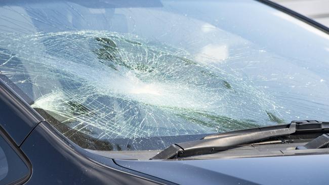 Cars were damaged during the violent confrontation. Picture: NCA NewsWire / Monique Harmer