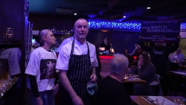 Ms Peterson has also staged a protest inside the restaurant. Picture: 9 News