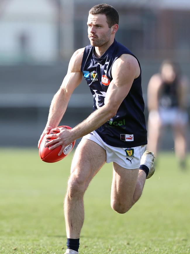 Jay Blackberry kicked Launceston’s only goal for the match against Clarence. Picture: ZAK SIMMONDS