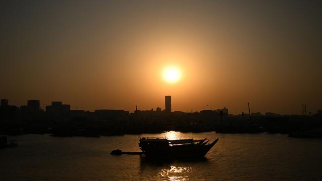 A view of the sunset in Doha ahead of the Qatar 2022 World Cup football tournament. Picture: AFP