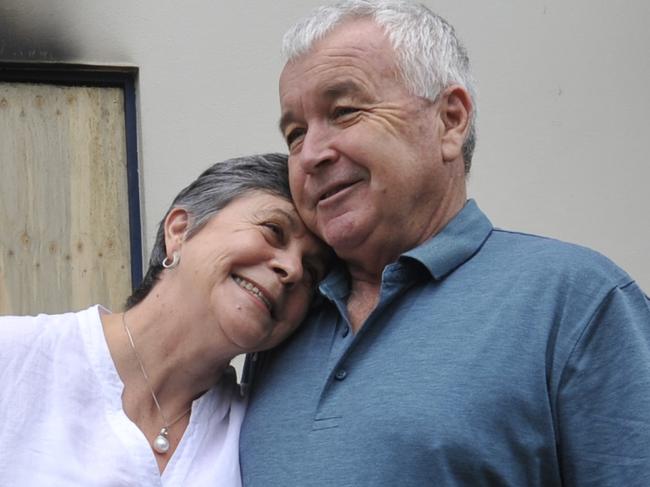 Denise and Steve Ryan at their Anchors Wharf restaurant in Urunga. The building was almost destroyed by a fire on May 3 which was caused by a faulty fridge. Photo: Tim Jarrett