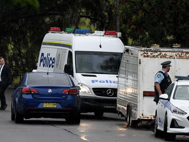 SYDNEY, AUSTRALIA - NewsWire Photos MARCH, 14, 2021: NSW Police and detectives are seen at the scene of a shooting in Earlwood, Sydney. Police were called to a scene on Barnes Avenue in Earlwood at around 11:35pm, where they found a man in his backyard who had suffered multiple gunshot wounds to his stomach and leg. Picture: NCA NewsWire/Bianca De Marchi