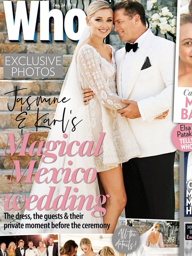 Despite Karl Stefanovic saying there was “no media deal”, wedding snaps appeared on the cover of Who.