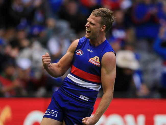 Jake Stringer booted five goals against the Dockers. Picture: Wayne Ludbey