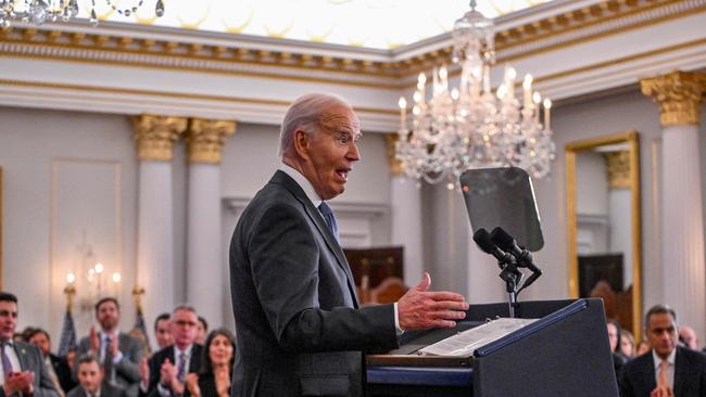 The outgoing US President speaks at the State Department in Washington, DC, on January 13 as he delivers his final foreign policy speech. Picture: AFP