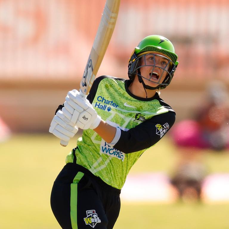 Phoebe Litchfield has made an impressive start to life as Sydney Thunder captain, batting at three in the WBBL after she was used as a finisher by Australia at the T20 World Cup. Picture: James Worsfold / Getty Images