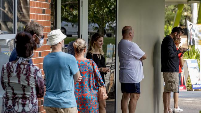 Pre-polling lines at the Southport Community Centre on Wednesday. Picture: Jerad Williams