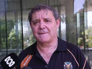 Billy Mills spoke to media outside Coffs Harbour courthouse. Picture: Frank Redward