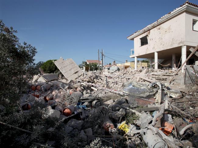 General view of the debris of a house after it collapsed last night due to a gas leak explosion in the village of Alcanar, Catalonia, northeastern Spain. Picture: EPA