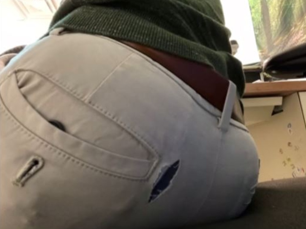 Teacher embarrassed as her pants fall down