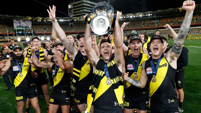 The Tigers after winning the premiership in 2020. The club should stick to playing footy. Picture: Getty