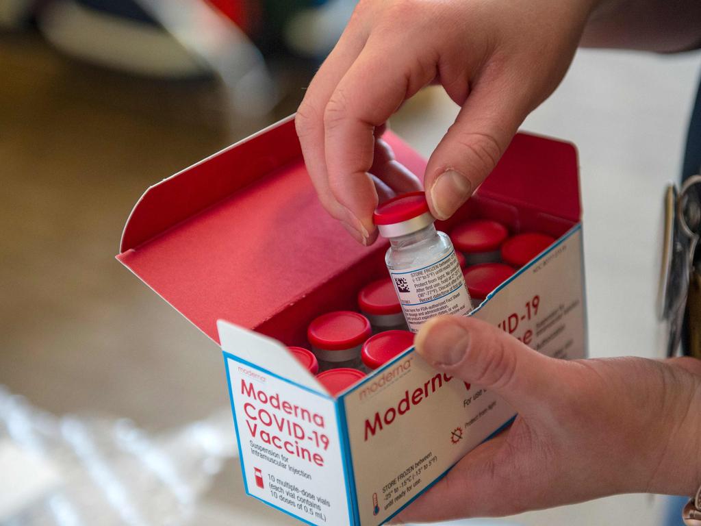 A box of Moderna Covid-19 vaccines. Picture: Joseph Prezioso / AFP