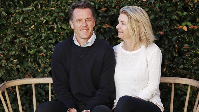 NSW Labor leader Chris Minns with his wife Anna. Picture: Sam Ruttyn