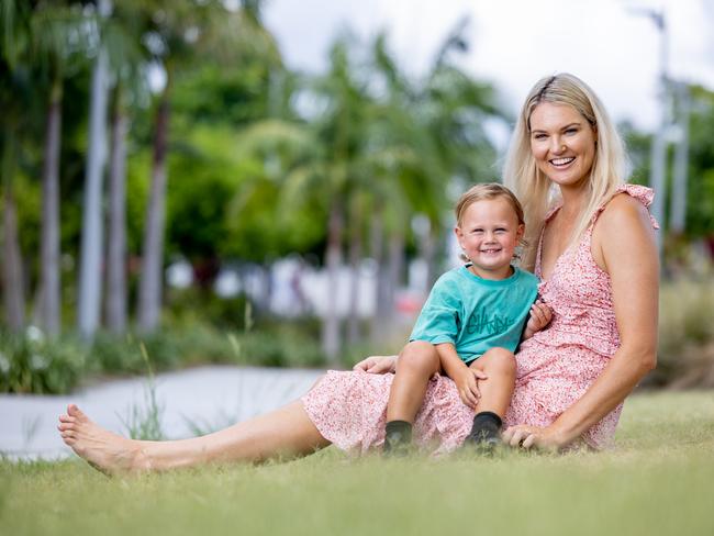 Gretel Bueta with son Bobby, 2, is pregnant again. Picture by Luke Marsden.