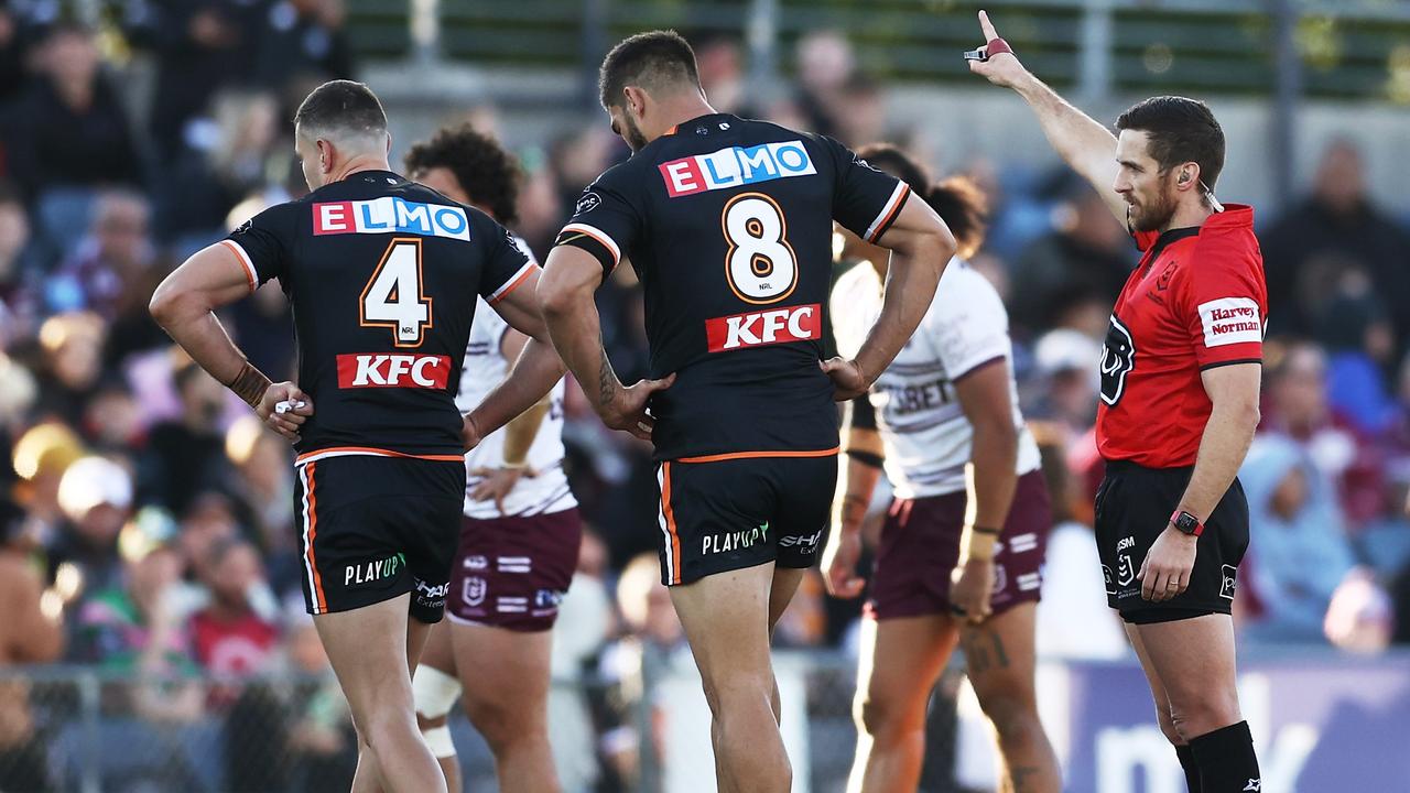 The referee sent Brent Naden from the field. Picture: Matt King/Getty Images