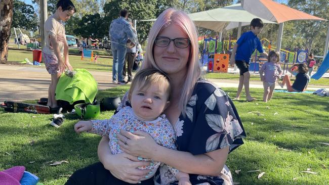 Rhiannon Stegert with her daughter, Indianna Nicholson. She said the kids were having a great time.