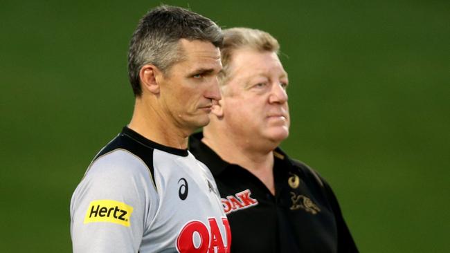 Panther's coach  Ivan Cleary and Phil Gould during the Penrith Panthers training session at Pepper Stadium,Penrith .Picture Gregg Porteous