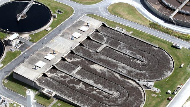 An aerial photo of the Coombabah Sewage Treatment Plant.