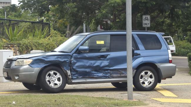 NT Police responded to a two-car collision on Garramilla Boulevard just after 10am on Friday. Picture: Sierra Haigh