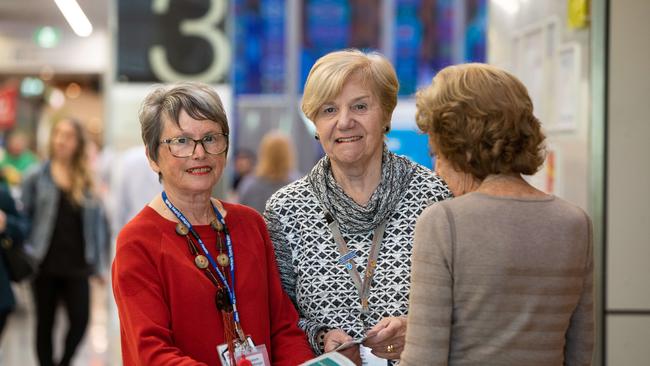 Volunteer meet and greet workers Elizabeth Schneeberger and Anne Brown at Royal North Shore. Image: Julian Andrews.