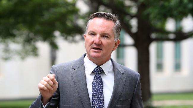 Shadow Treasurer, Chris Bowen holding a doorstop to discuss the release of the final Productivity Report into superannuation, at Parliament House in Canberra. Picture Kym Smith