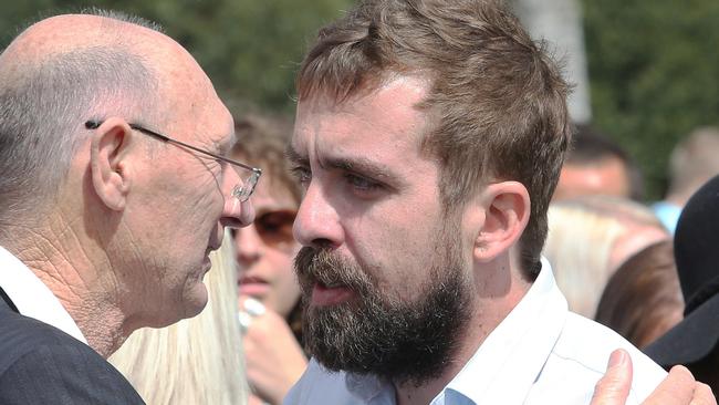 Danielle's brother Brendon Easey at the funeral of Danielle Easey at Lake Macquarie Memorial Park. Picture: Peter Lorimer.