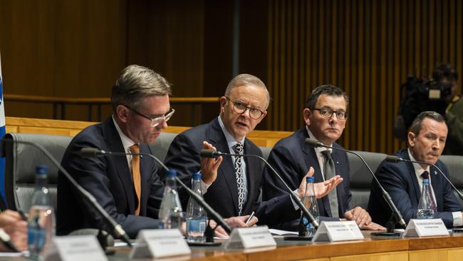 Mr Albanese at a press conference after a National Cabinet meeting. Picture: NCA NewsWire / Martin Ollman